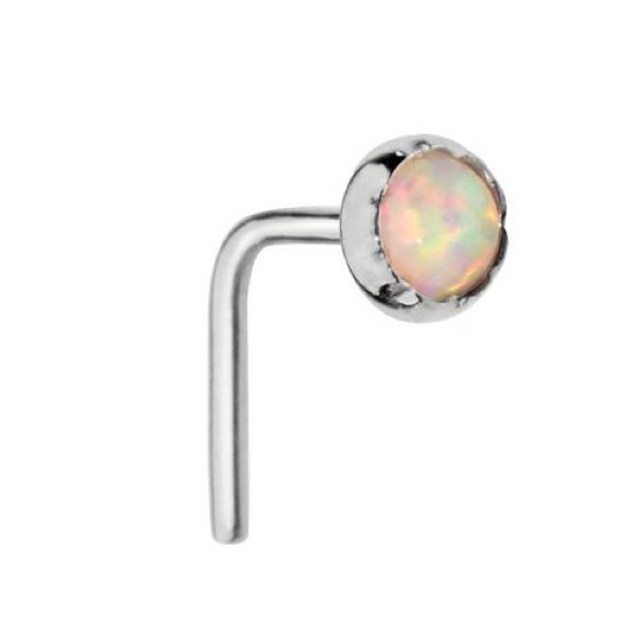 925 Sterling Silver 3mm Genuine White Fire Opal Nose Ring or Helix Stud Earring - Picture 4 of 7